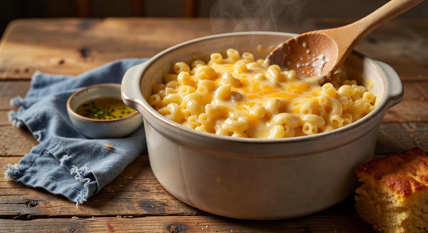 Serve immediately in warm bowls while preparing One Pot Mac and Cheese