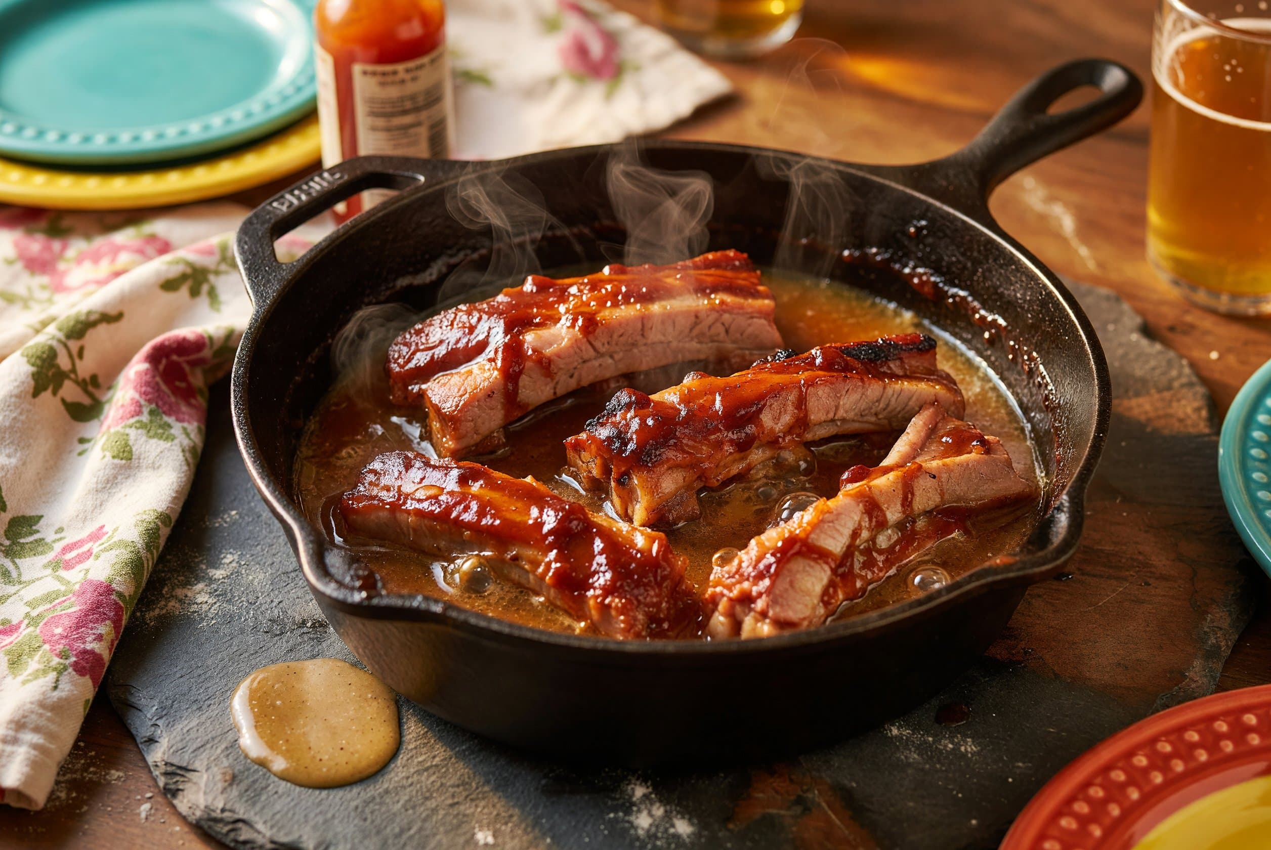 Place all ingredients in a saucepan and simmer over medium heat, stirring occasi while preparing Oven Pork Ribs with Barbecue Sauce