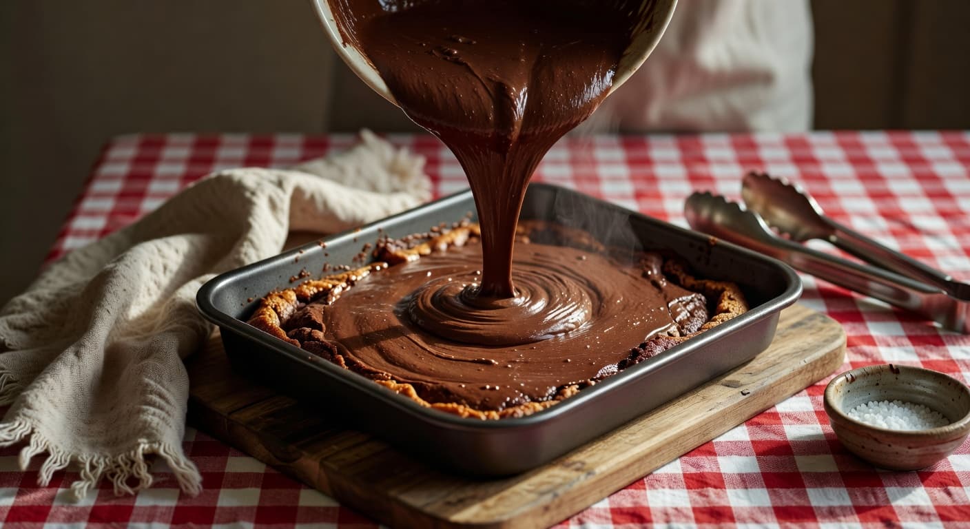 Pour the batter into the prepared pan (it'll be thick - that's ok) and use a spa while preparing Best Homemade Brownies
