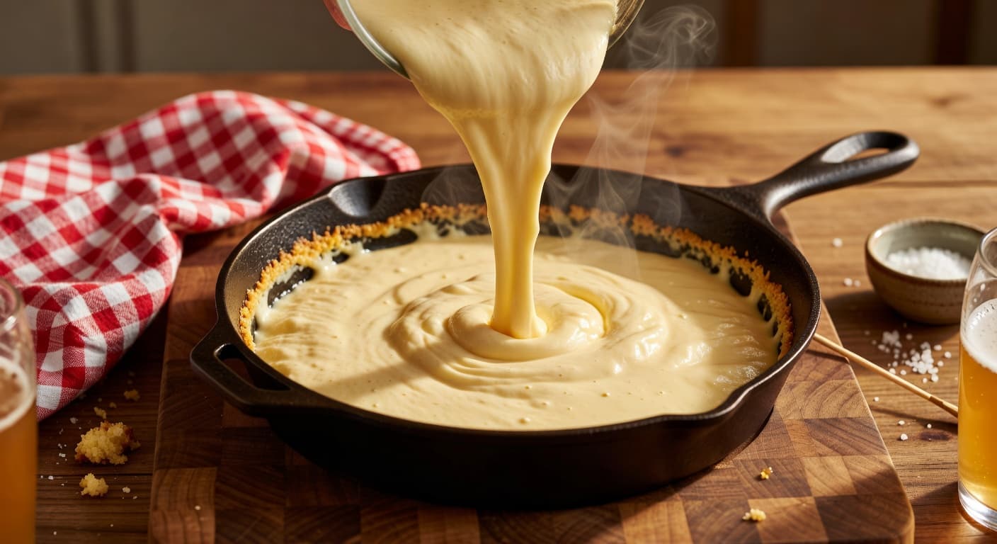 Pour batter into prepared baking pan while preparing My Favorite Cornbread Recipe
