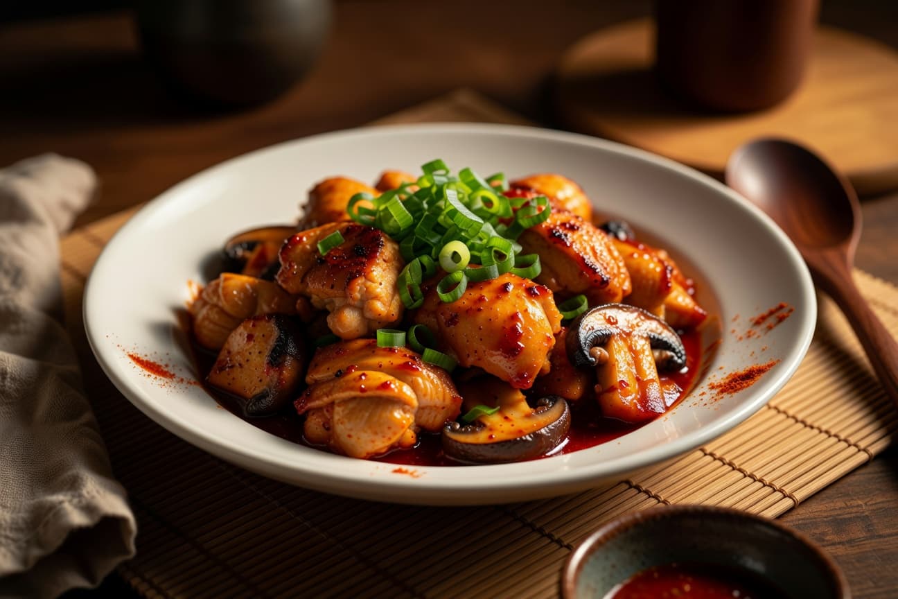 Korean Dakgalbi Spicy Chicken & Mushroom Stir-Fry