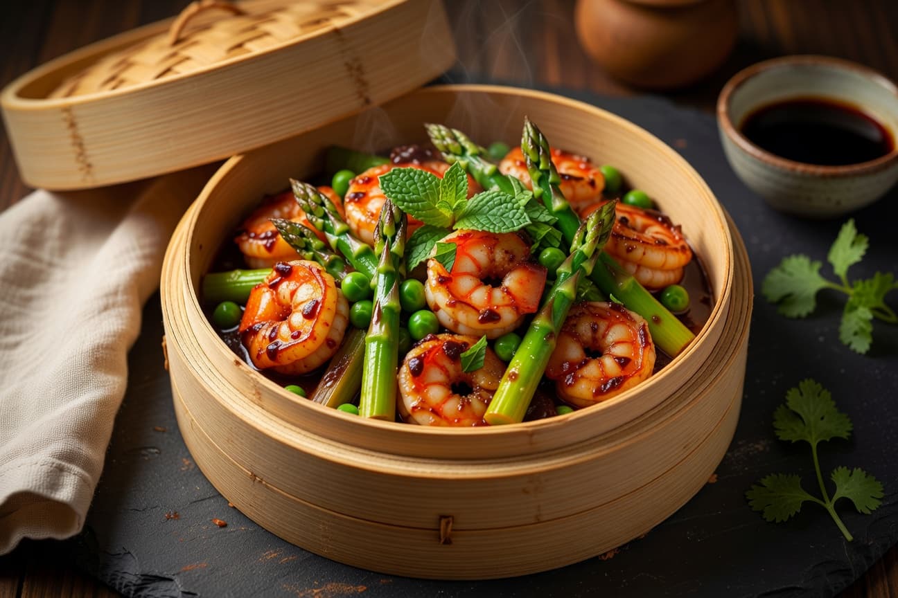 Sichuan Shrimp with Asparagus & Black Bean Sauce