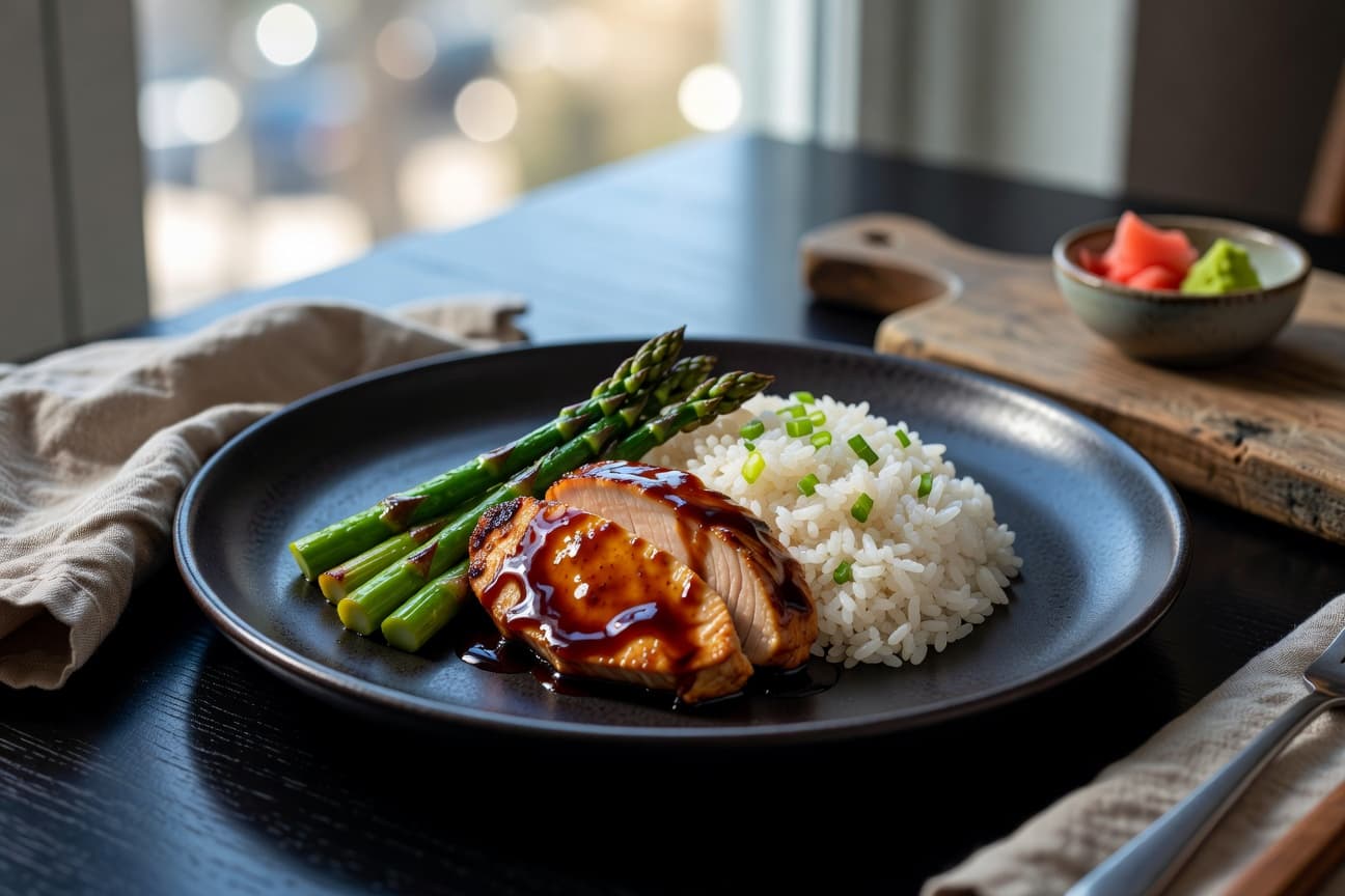 Chicken & Asparagus Teriyaki with Scallion Rice