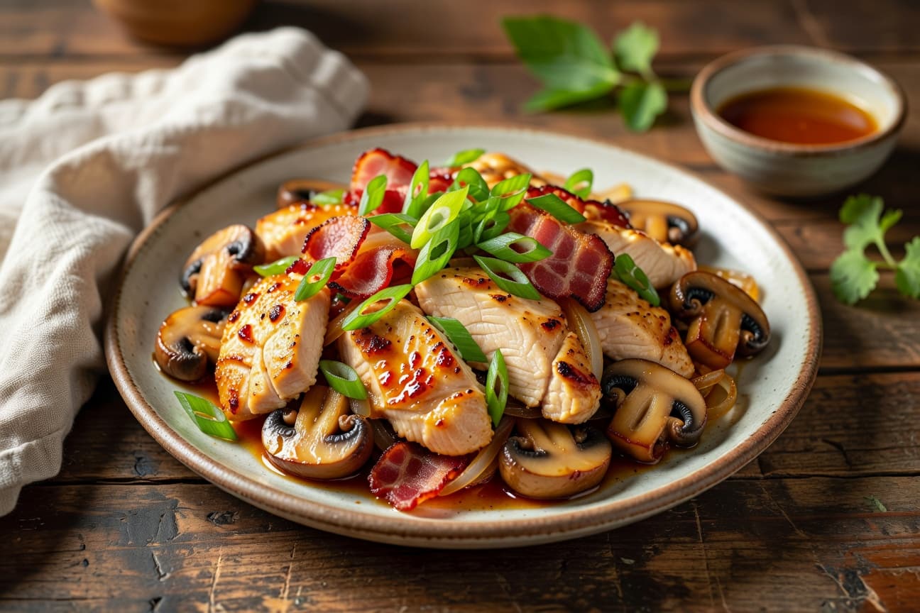 Vietnamese Chicken Mushroom Stir-Fry with Bacon