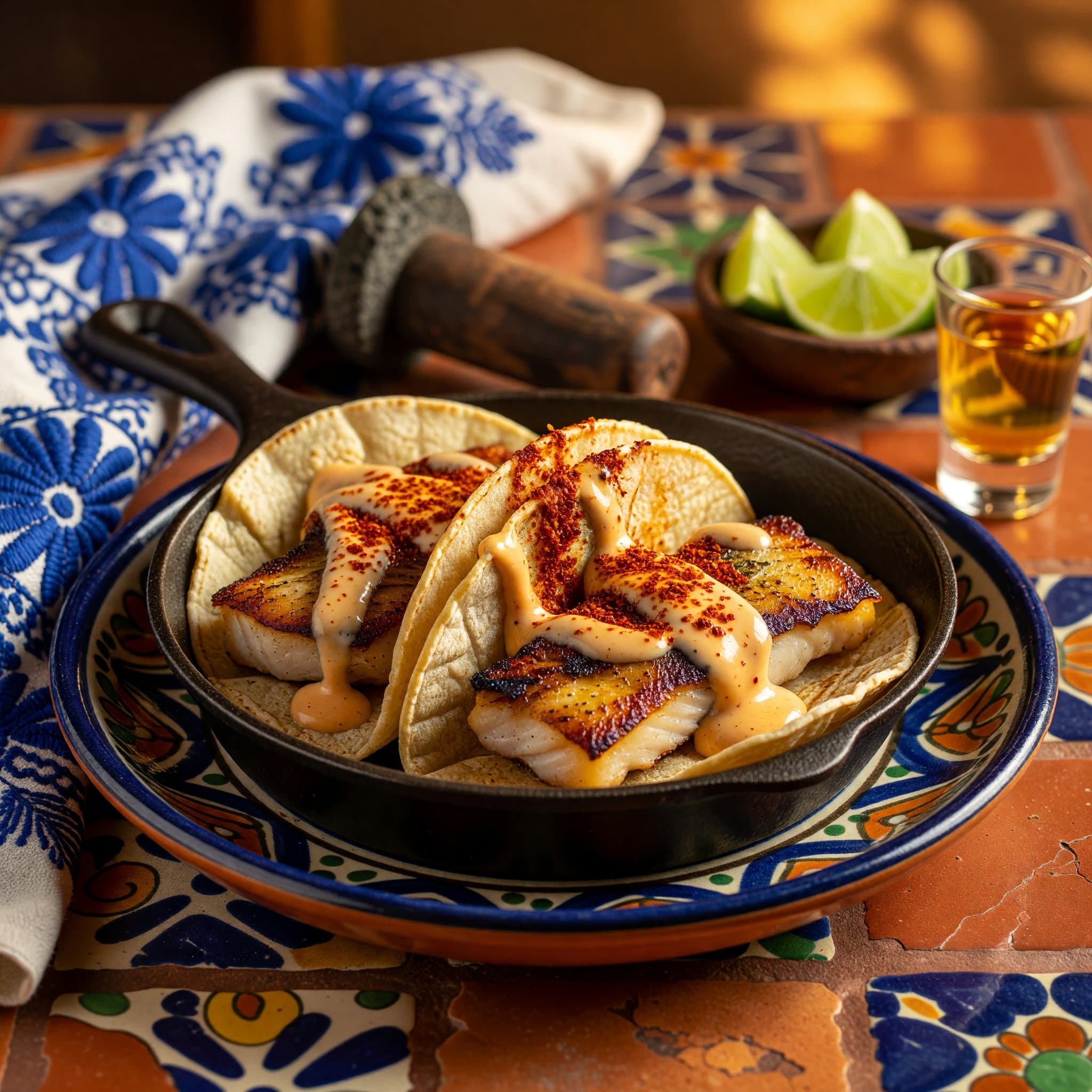 Pan-Seared Fish Tacos with Chipotle Crema Recipe